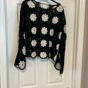 Ultra Pink Black and White Crochet Top NWOT